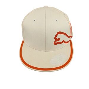Puma Golf 210 Fitted Flexfit Hat Cream Orange Flat Brim Cap Mens L/XL 842974
